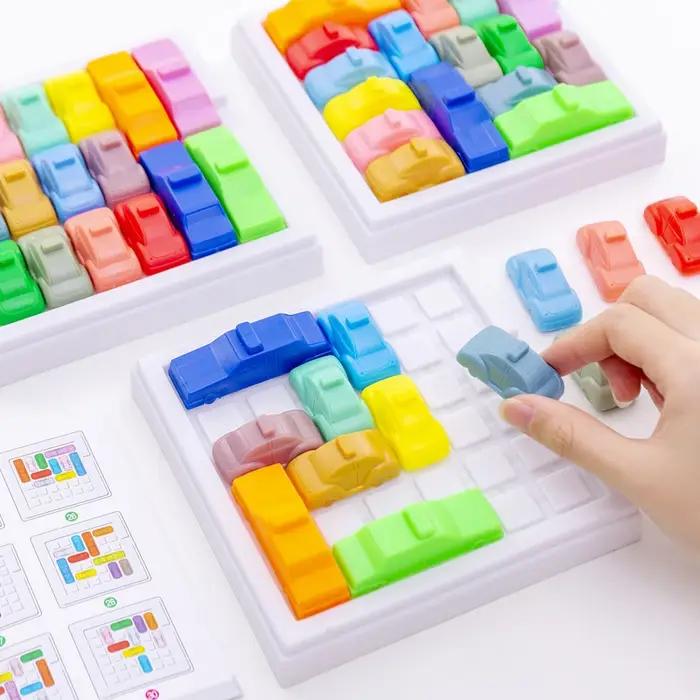 Jeu de logique de circulation Space Rush, Puzzle éducatif, jeux de société de voiture, voitures IQ, évasion Gridlock, Parking pour enfants et adolescents (couleur aléatoire)