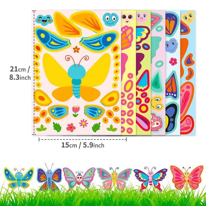 6 feuilles mignon enfants bricolage Puzzle autocollant jeux 6 papillon faire un visage drôle assembler