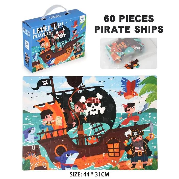 Puzzle de dessin animé Montessori personnalisé en papier pour enfants, 60 pièces, jouet créatif, ens