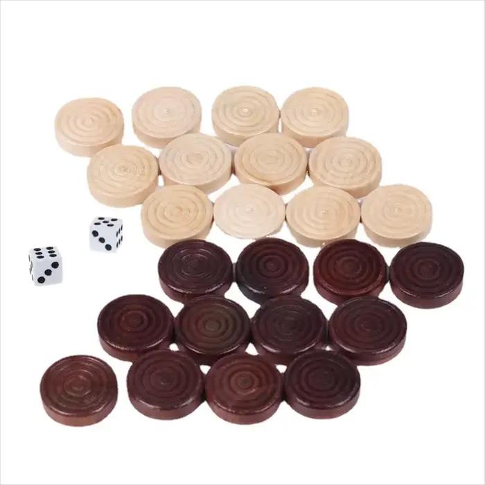 24 pièces/ensemble jetons en bois pièces de dames rondes pour accessoires de jeu d'échecs Backgammon