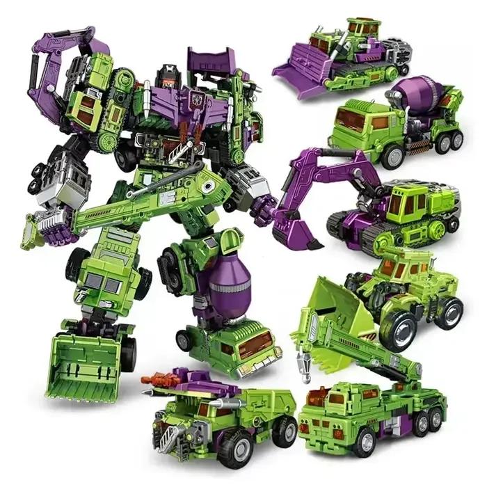 Figurine de transformation 6 en 1 NBK 42CM Devastator, robot KO, voiture, excavatrice, mixeur, modèle sans boîte