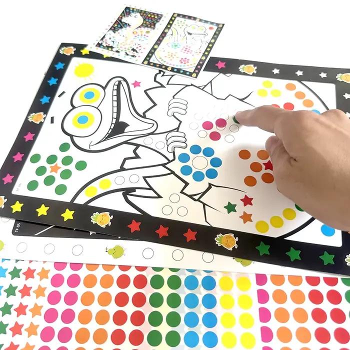 Autocollants de points de Puzzle amusants pour enfants, étiquette mosaïque de dessin d'animaux de de