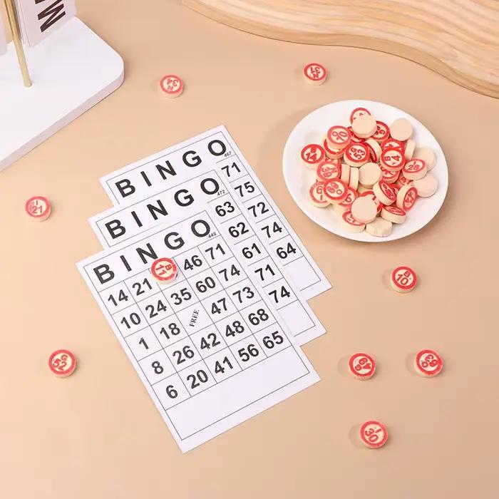 40 pièces cartes de Bingo facile à lire 75 chiffres puces jeu