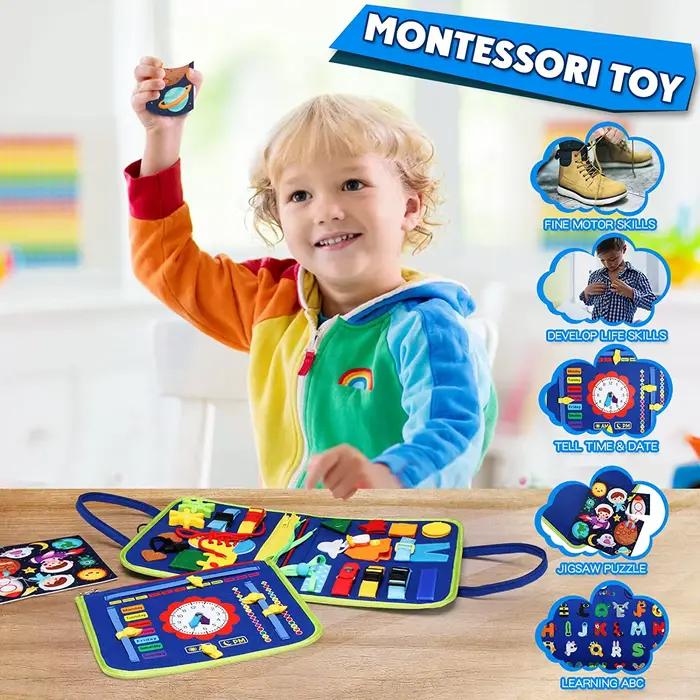 Jouet de voyage Montessori planche occupée silencieuse feutre activités préscolaires motricité fine enfants occasions spéciales
