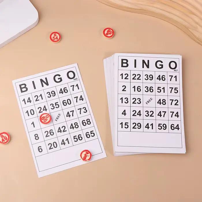 40 pièces cartes de Bingo facile à lire 75 chiffres puces jeu