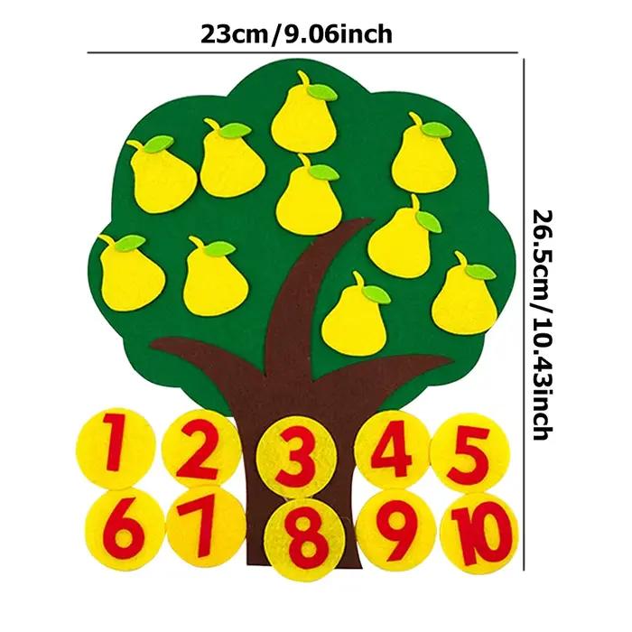 Puzzle d'arbres fruitiers en feutre pour enfants, 4 styles disponibles, jouets d'éducation précoce, couleurs de la maternelle, outils pédagogiques cognitifs aux fruits, occasion spéciale pour les enfants de 3 à 6 ans