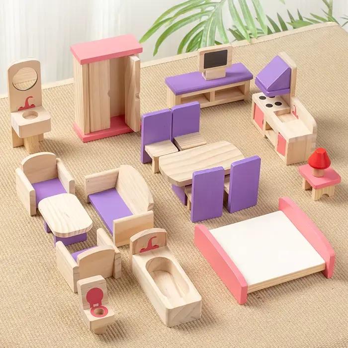 Meubles Miniatures en Bois Éducatifs Pour Jeux d’Imitation Enfants Occasions Spéciales Développement Cognitif Jeu Social
