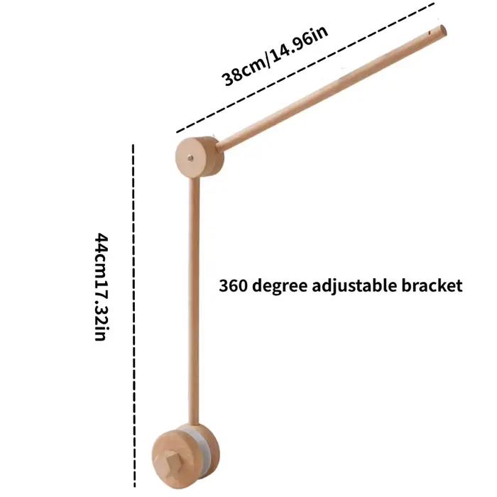 Mobile de lit bébé en feutre avec animaux de la forêt et hochet, pour 0-12 mois, avec support en bois suspendu, jouet hochet pour nouveau-né