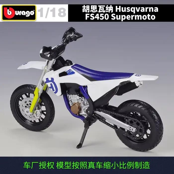 Bburago 1:18 Husqvarna FS450 Supermoto modèle de voiture Simulation alliage moto métal jouet
