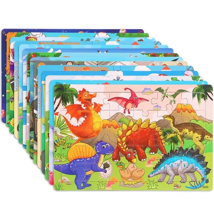 30 pièces Puzzle en bois enfants dessin animé animaux véhicule Puzzles jeux bébé apprentissage précoce jouets éducatifs