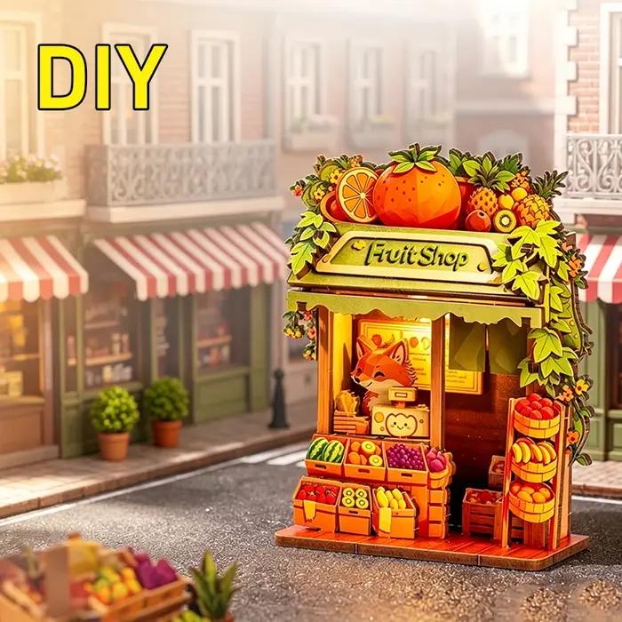 Kit de Modélisme Créatif DIY 3D en Bois : Mini Maison, Jouet Puzzle, Aimant de Réfrigérateur, Animaux Faits Main, Décoration Maison, Cadeaux pour Amis
