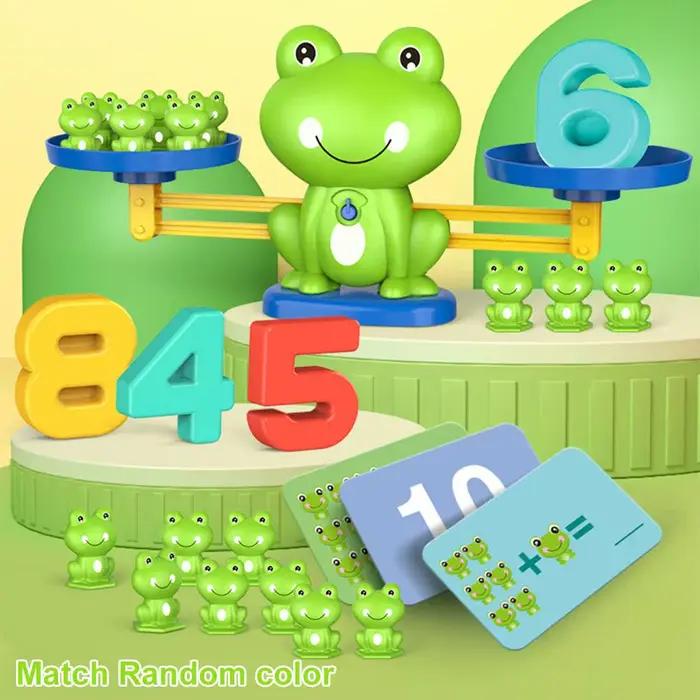 Jouets mathématiques à l'échelle de grenouille pour enfants éducation précoce développement intellectuel interaction parent-enfant jeux équilibrés additifs soustractions occasions spéciales cadeaux d'anniversaire fêtes familiales temps de loisirs collection jouets éducatifs