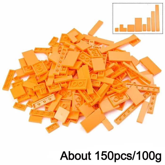 150 pièces de tuiles plates fines et lisses multicolores Leduo - Briques de construction éducatives DIY