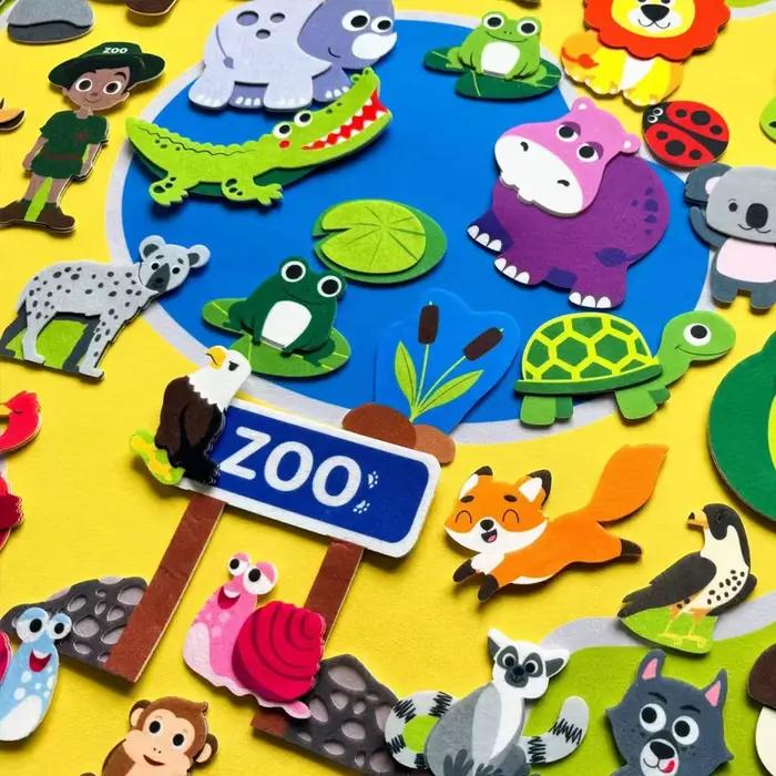 Ensemble de planches d'histoire en feutre d'animaux de ferme kit de jeu interactif d'apprentissage précoce puzzle mural suspendu jouets cadeau pour tout-petits occasion spéciale