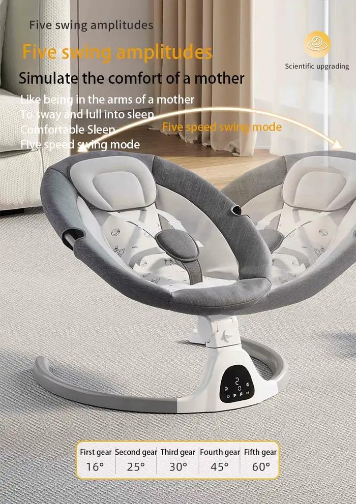 Berceau électrique Bluetooth pour bébé avec moustiquaire, chaise berçante musicale Bluetooth, lit bé