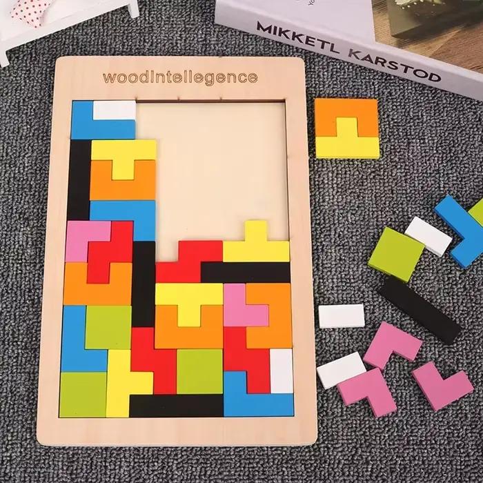 Puzzle en bois Tangram, matériel Montessori, blocs de construction, jouets éducatifs pour enfants, 1 ensemble, jeu amusant pour l'éducation précoce, développement de la pensée pour bébés