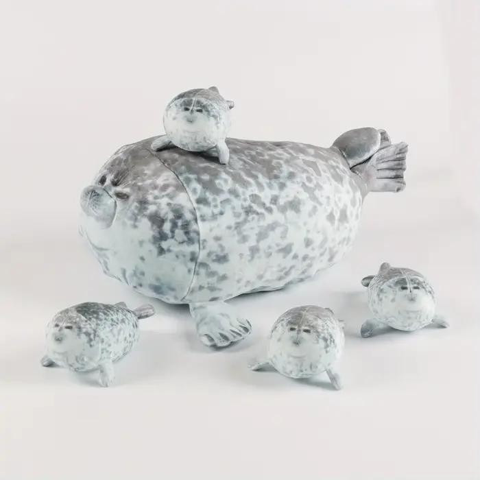 Animal en peluche de sceau de simulation Kawaii avec 4 mini animaux en peluche à l'intérieur - Jouet