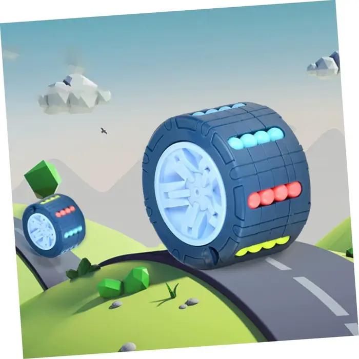 Labyrinthe de gravité 3D Tyre Cube - Jouet anti-stress pour soulager l'anxiété, jeu de puzzle avec balles pour enfants de 3 ans et plus et adultes, casse-tête amusant et stimulant