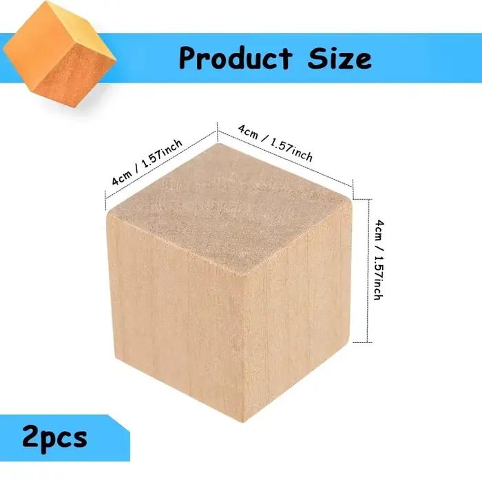 Cubes en bois naturels de 4cm pour artisanat, peinture et construction de puzzles pour enfants et adultes occasions spéciales