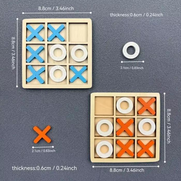 Jeu de puzzle Tic Tac Toe en bois pour deux joueurs