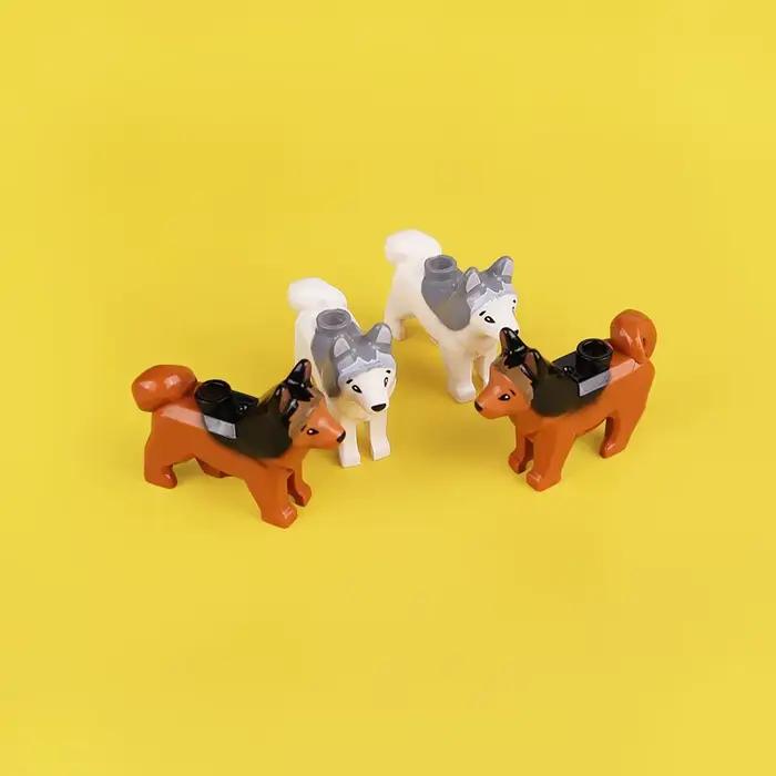 Blocs de construction d'animaux compatibles pour enfants MOC, cheveux dorés, chien de Police, bouled