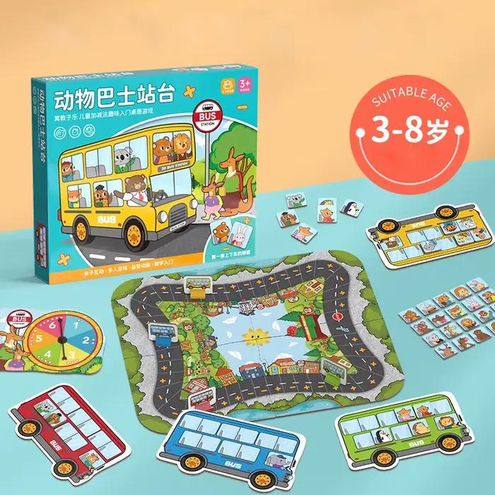 Jeu de société à plateforme de Bus Animal Montessori