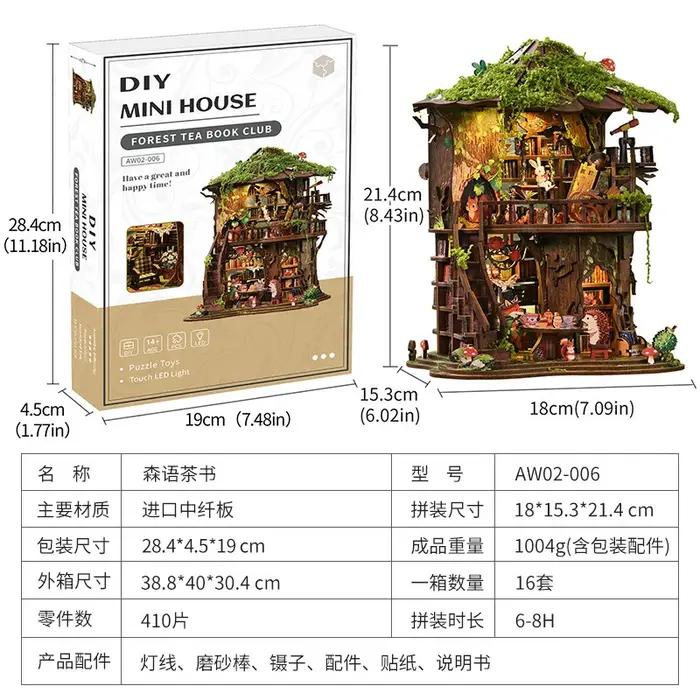Club de lecture Thème Forêt : Kit de construction de maison miniature en bois à assembler soi-même