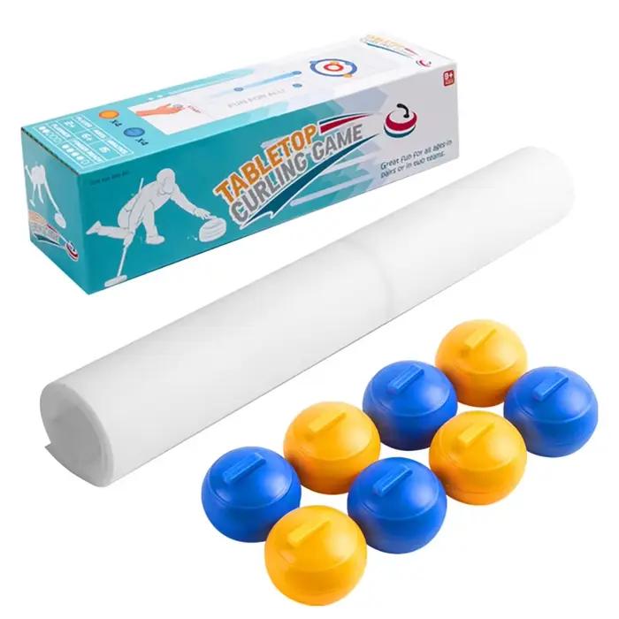Jeu de curling de table avec rouleaux et rondelles de shuffleboard pour enfants et adultes occasions familiales et sociales