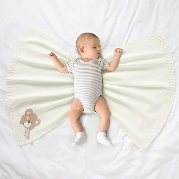 Couvertures pour bébé 90x70cm tricot nouveau-né garçons filles poussette pépinière berceau lange d'e