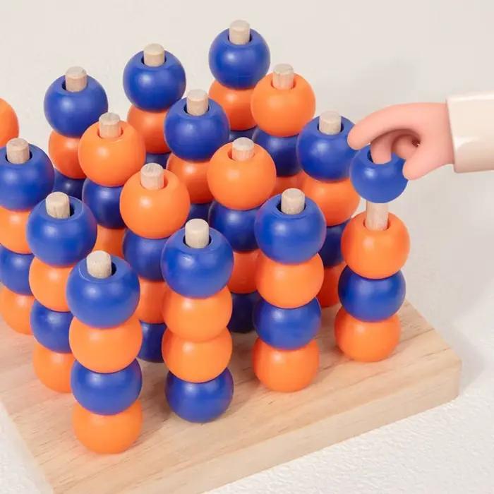 Puzzle d'échecs 3D en bois 4 perles 3D quatre connexions stratégie familiale éducative pour adolescents et adultes occasions spéciales