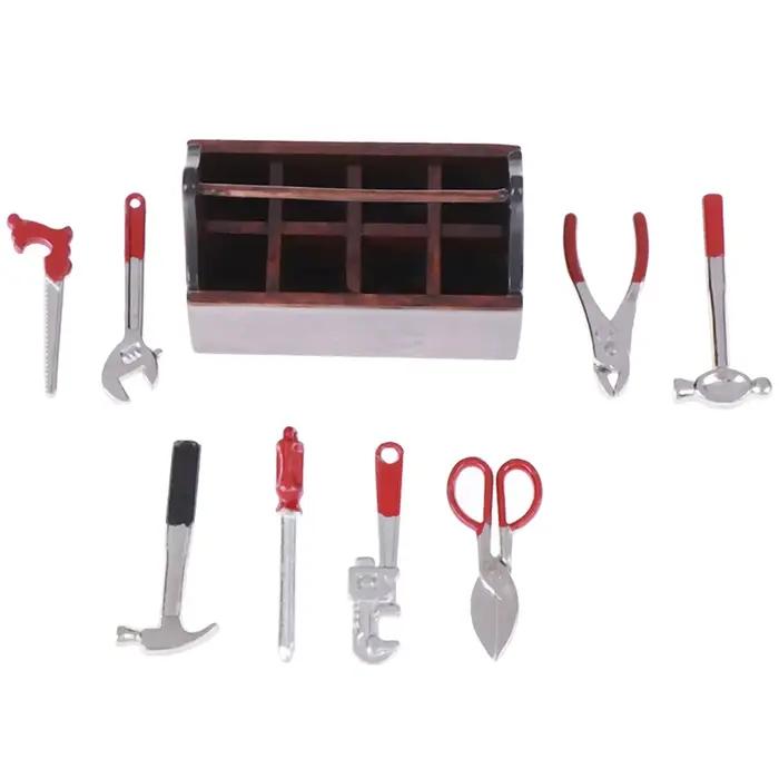 Boîte à outils Miniature pour maison de poupée 1:12, ensembles d'outils faits à la main, modèle acce