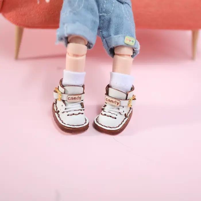 Chaussures de poupée Ob11, bottes Martin à la mode, bottes Holala en cuir de vache faites à la main