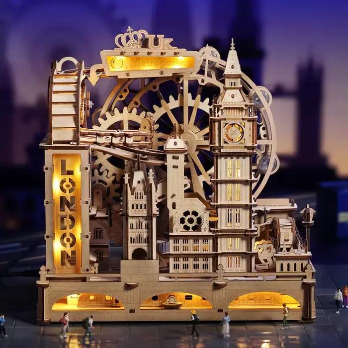 Puzzle en bois 3D Londres - Modèle de la ville avec lumières - Kit de construction de monuments emblématiques pour adultes et adolescents