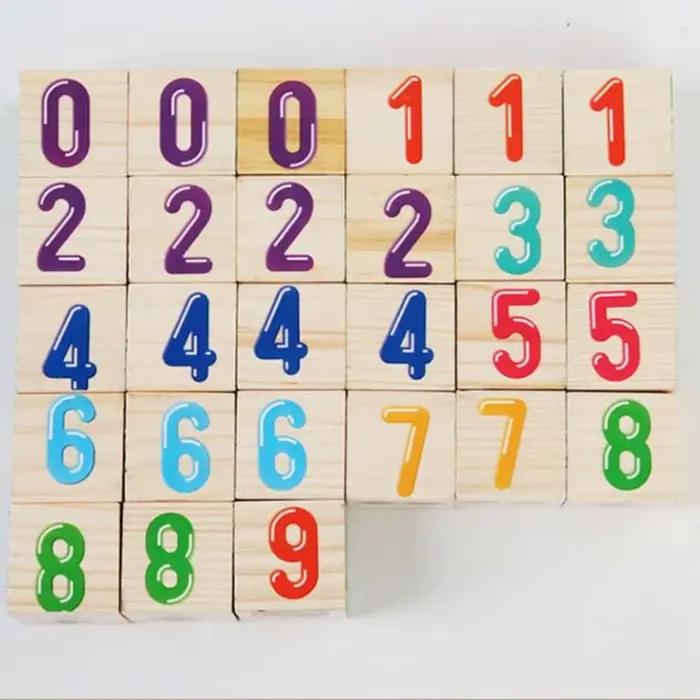 Blocs de construction en bois pour apprentissage Cognitif, lettres de l'alphabet et des chiffres, jouets cognitifs, motricité, lettre ABC
