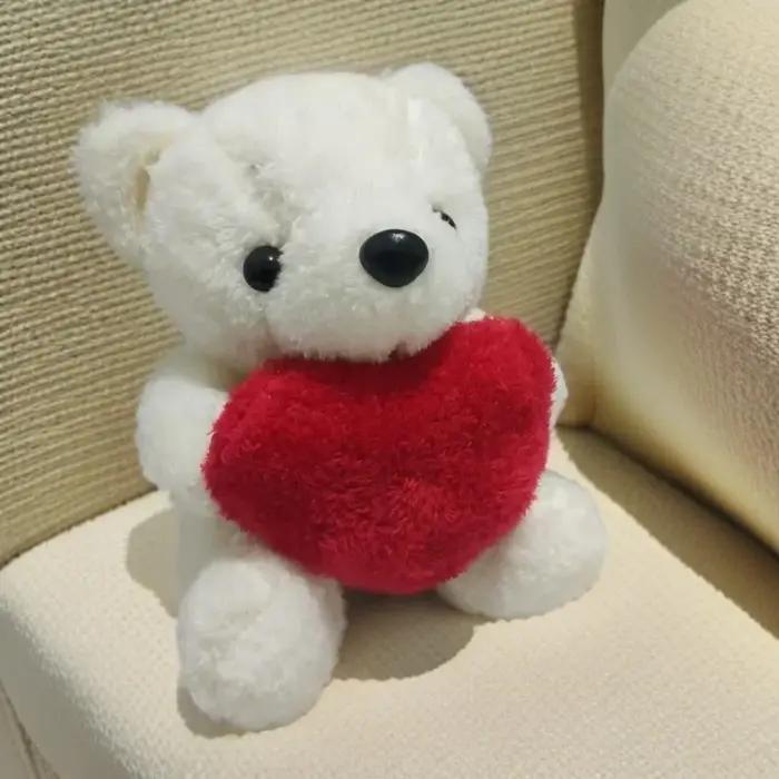 Ours en peluche en forme de cœur pour Saint-Valentin cadeau demande en mariage petite amie anniversaire animal en peluche romantique décoration maison blanc rouge noir vert