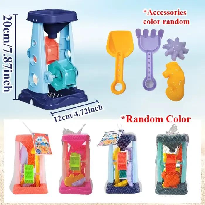 Ensemble de jouets de plage avec roue à sable, seau à sable, pelle, râteau, voilier, sablier, moules mignons, bac à sable d'été pour enfants en plein air occasions spéciales