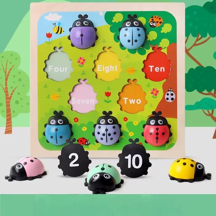 Jeu de comptage avec bâtonnets en forme de coccinelle