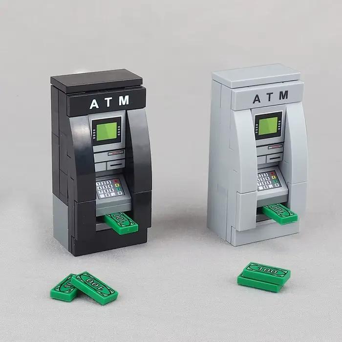 Ensemble de blocs de construction ATM, coffre-fort bancaire, caisse enregistreuse, jouet éducatif en briques de ville pour enfants