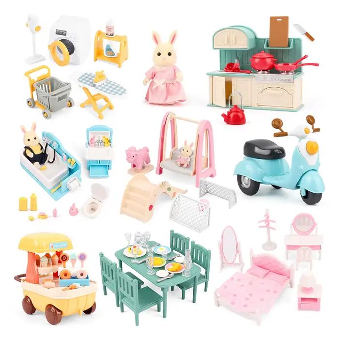 Meubles miniatures de forêt et de cuisine familiale en plastique ABS pour enfants et adultes, jouet de décoration de maison de poupées, ensemble de meubles pour occasions spéciales
