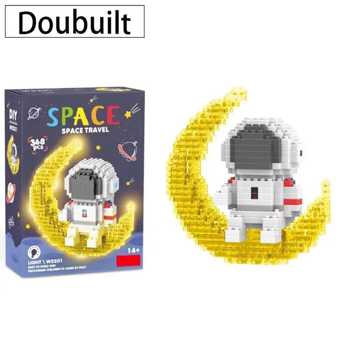Knew construit lumineux astronaute lune Micro brique blocs de construction ensemble jouets éducatifs lumière LED technol