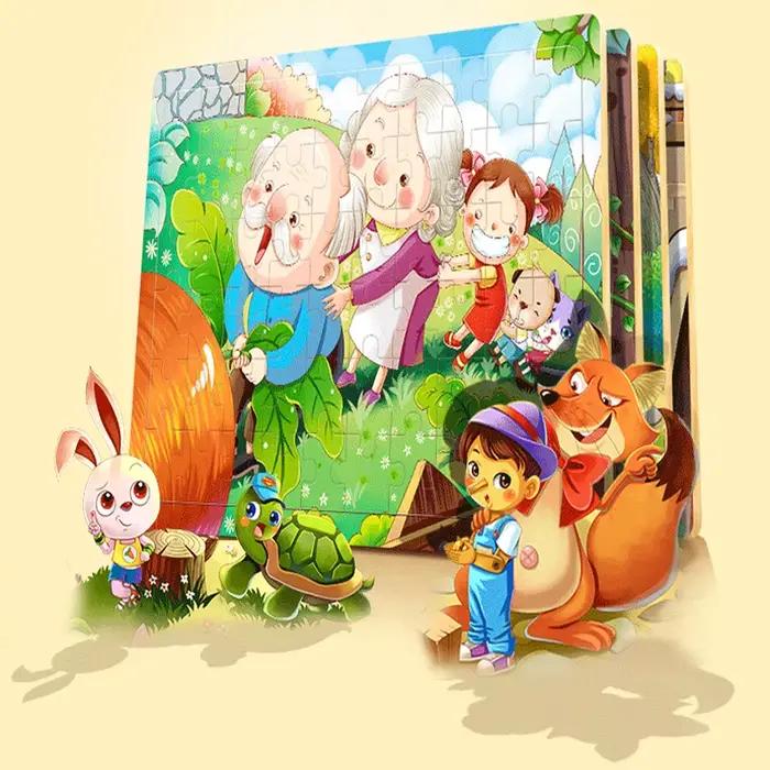 Puzzle en bois de dessin animé pour enfants de 2 à 6 ans, véhicule Animal, jouets éducatifs précoces