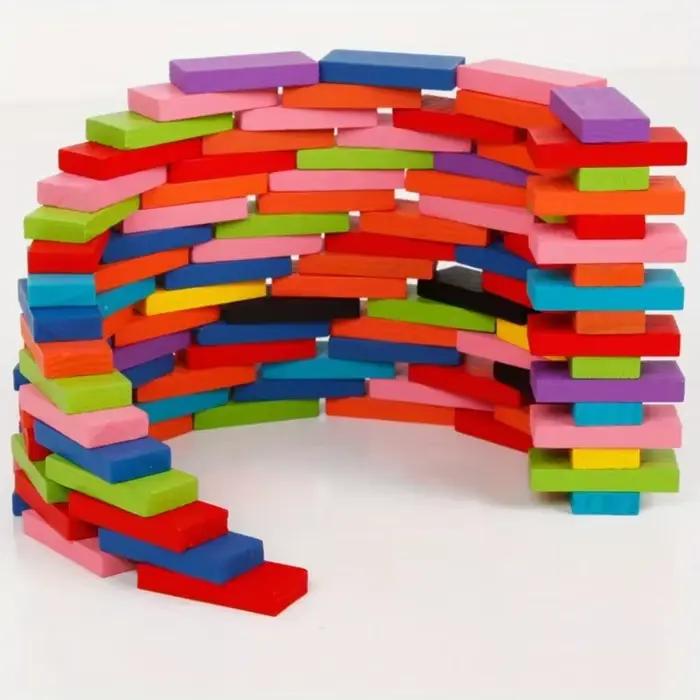 Jeu de dominos 120 pièces - Blocs de construction et d'empilage multicolores