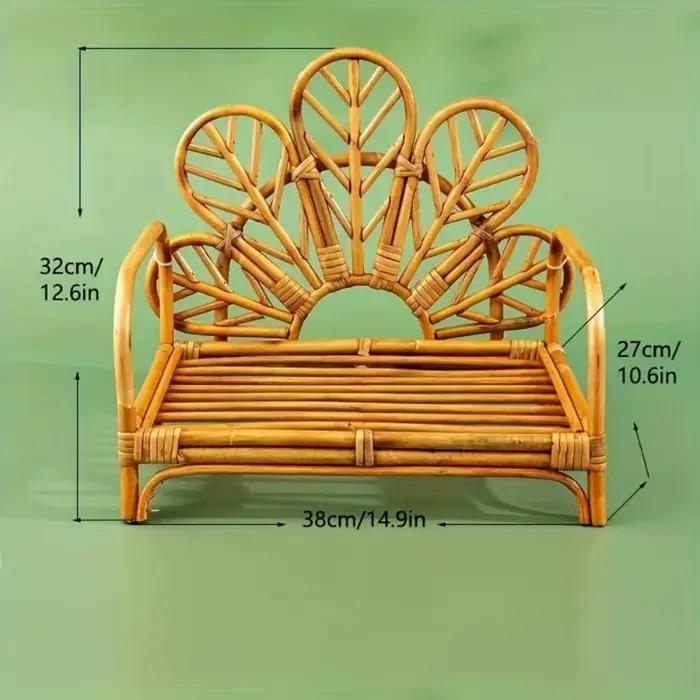 Meubles de photographie pour bébé, banc en rotin tissé à la main, chaise de paon à fleurs, lit en bambou pour garçon et fille, accessoires de séance photo pour berceau