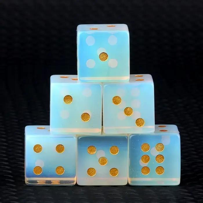 Nouvelles dés de jeu numériques à 6 faces, 16 mm, en pierre naturelle, dés en pierre naturelle, quartz cristallin, dés D6, ensemble de dés de jeu