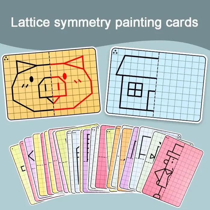 Carnet de dessin symétrique avec 30 pages pour enfants de 3 à 12 ans, développement de la motricité fine et apprentissage de l'écriture, activité créative et structurée