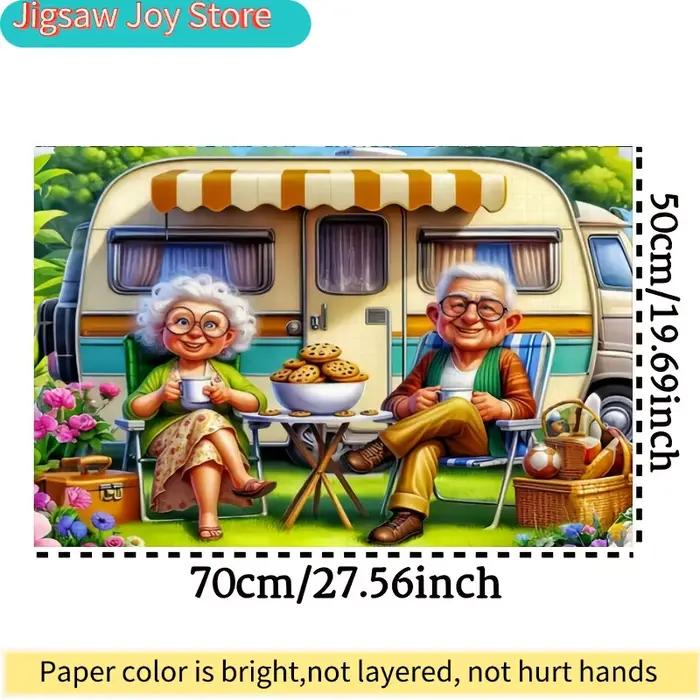 Puzzle vintage de mille pièces sur le thème du camping