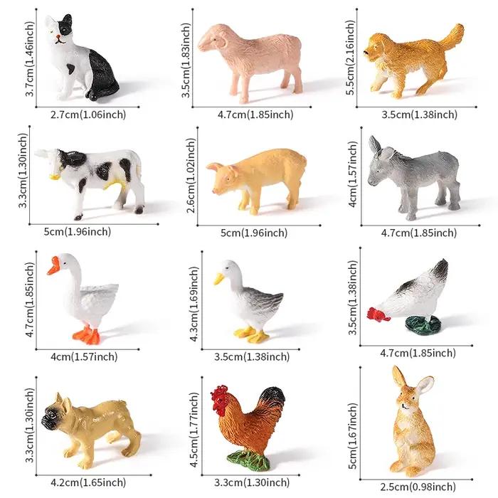 12 pièces Mini Figurines de ferme modèle Animal réaliste chien canard coq cochon mouton chat Figurines simulé PVC jouet éducatif