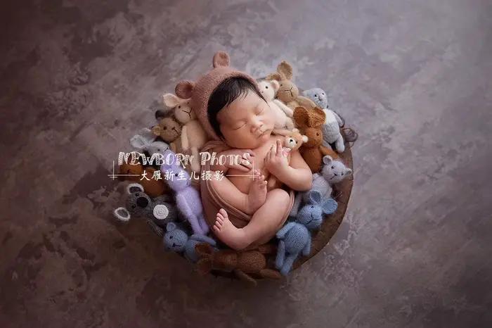 Poupées tricotées à la main en laine lapinours pour nouveau-nés, accessoire de studio photo, cadeau d'anniversaire pour bébé, couleur lavable, trousseau de naissance