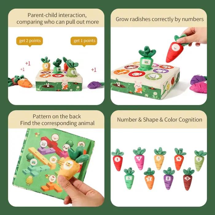 Jeu de récolte de carottes montessori pour bébé développement moteur apprentissage couleurs jouet éducatif enfants 0 3 ans nature animaux