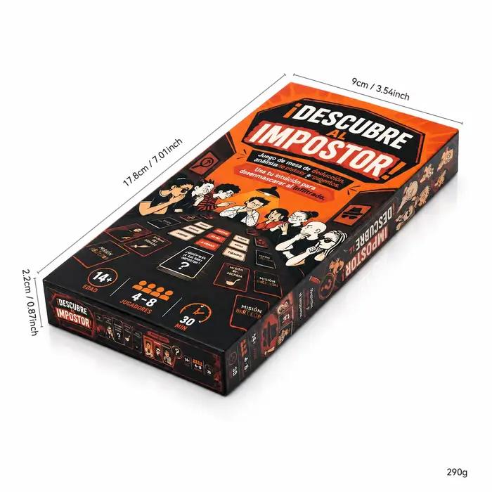 Descubre Al Impostor - Jeu de cartes de déduction de mots secrets, jeu de stratégie de bluff avec rôle caché, jeu de mystère avec révèlement d'indices et vote.